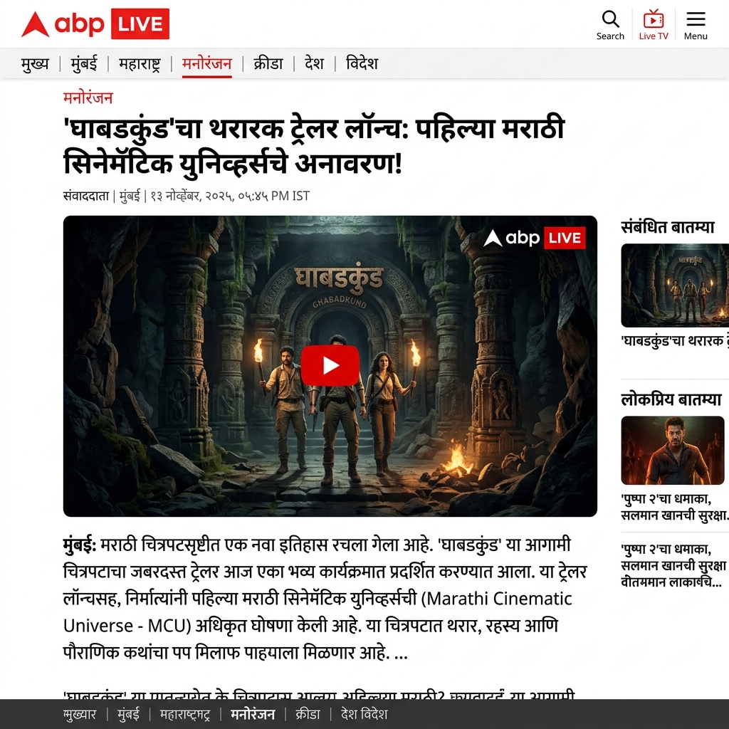 ABP Live article on Ghabadkund trailer launch